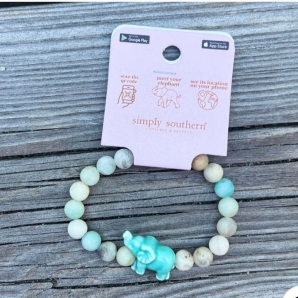 Simply Southern Aqua Elephant Beaded s Bracelet